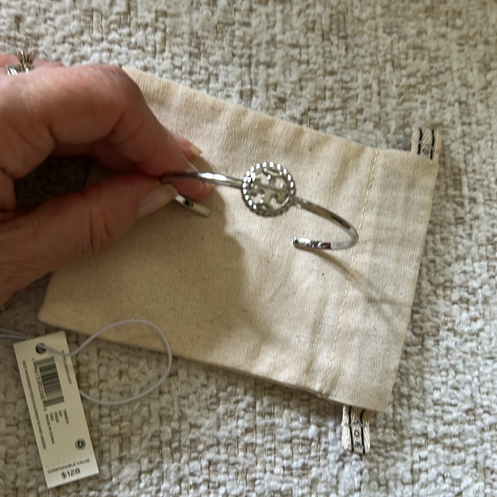 Tory Burch Silver Bracelet with Clear Stone